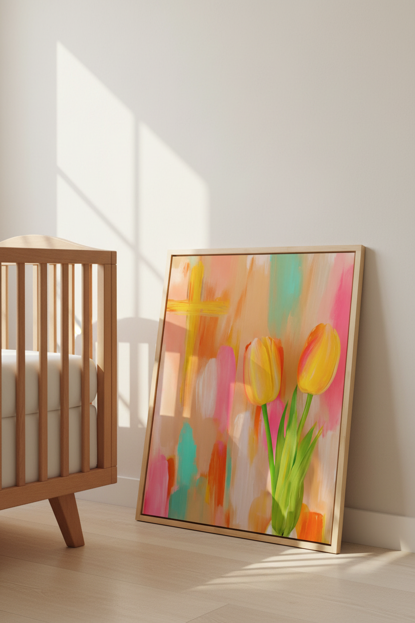Tulips of Grace – Floral Cross Christian Wall Art