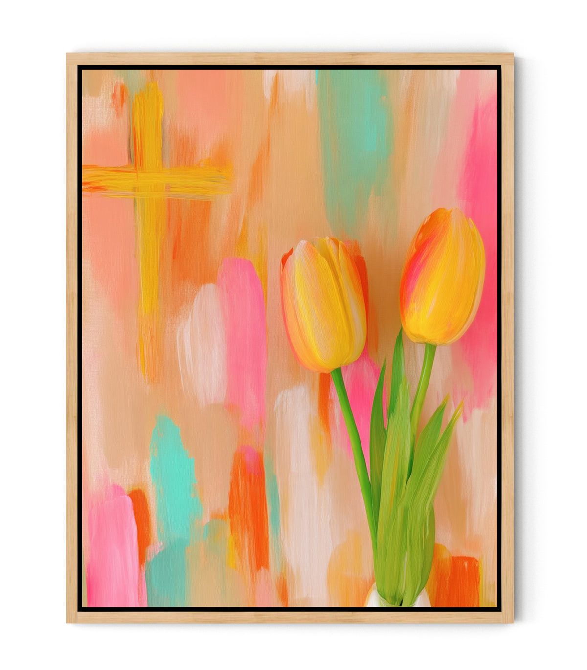 Tulips of Grace – Floral Cross Christian Wall Art