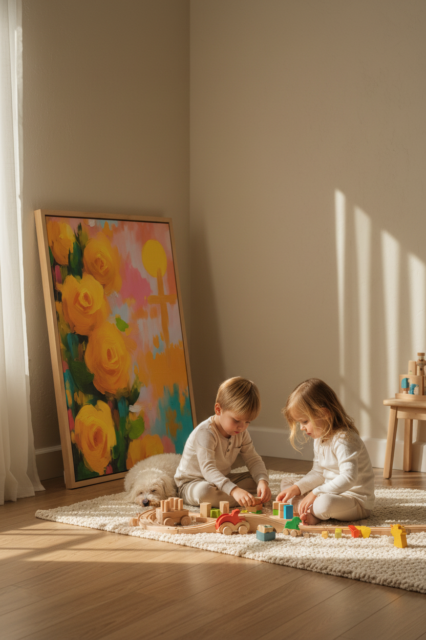 Golden Promise – Yellow Roses & Cross Christian Wall Art