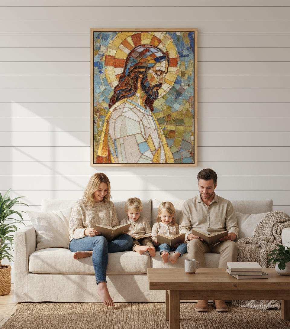 Jesus baroque Colorful Catholicism Church Glasses style | Jesus Canvas