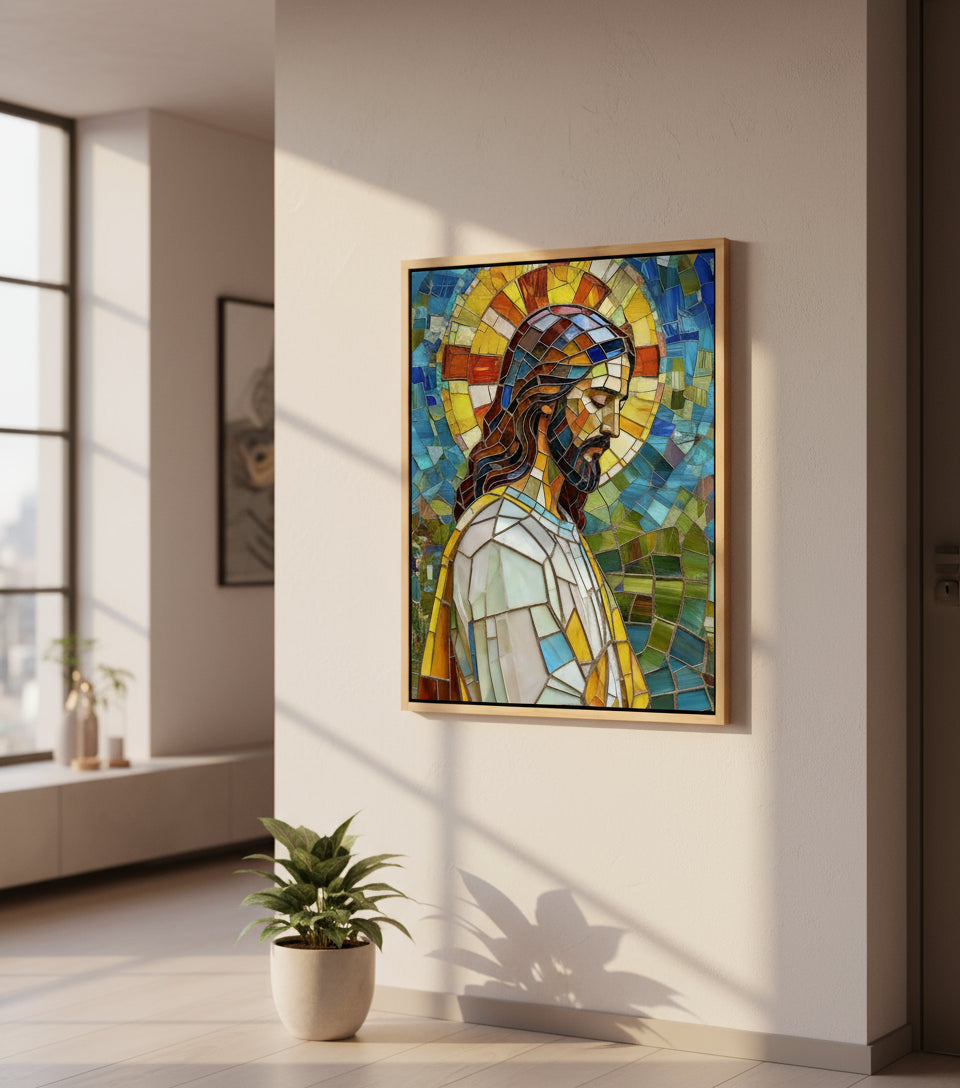 Jesus baroque Colorful Catholicism Church Glasses style | Jesus Canvas