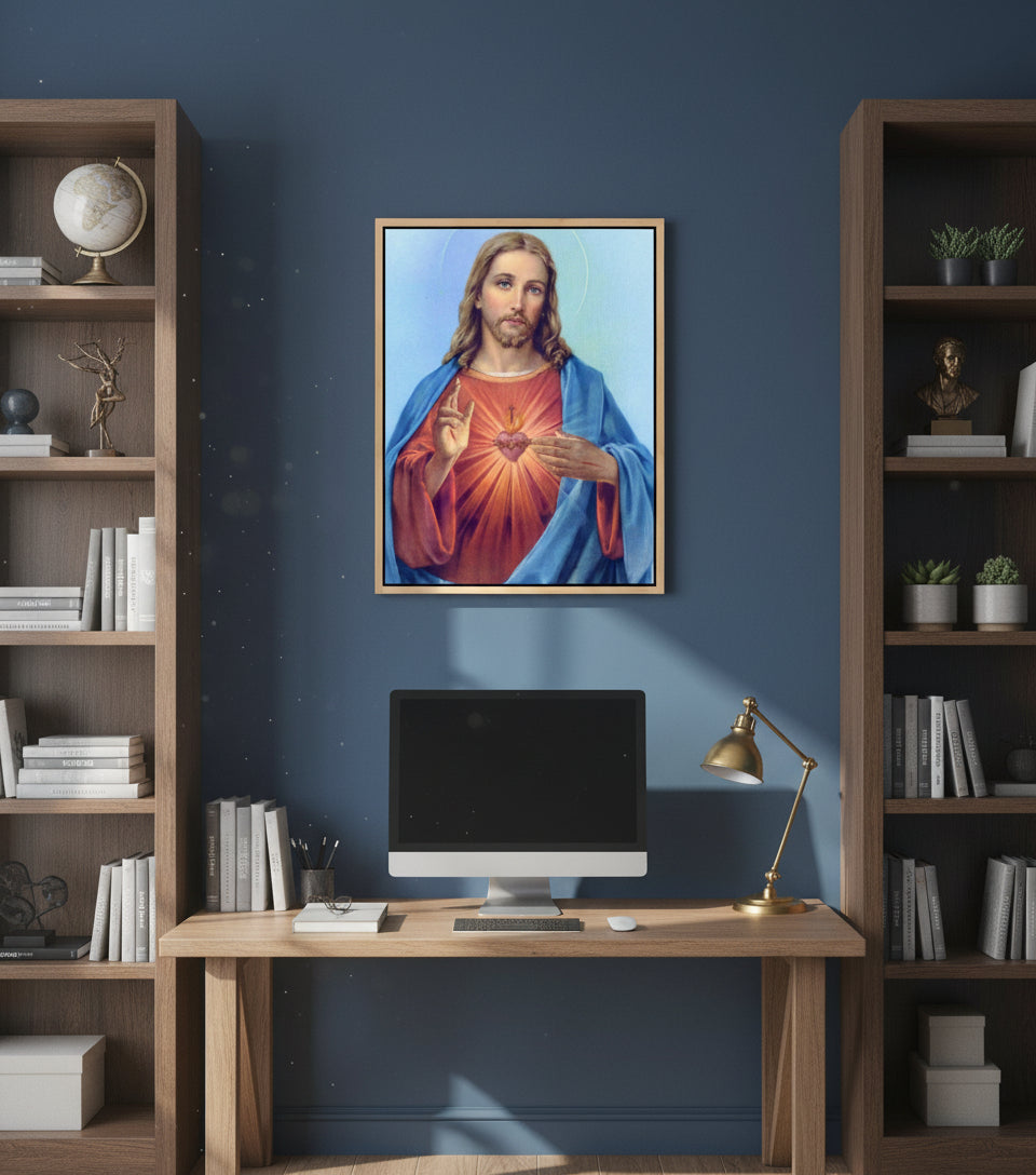 Jesus Canvas - Jesus Heart Christian Wall Art | Faith Canvas