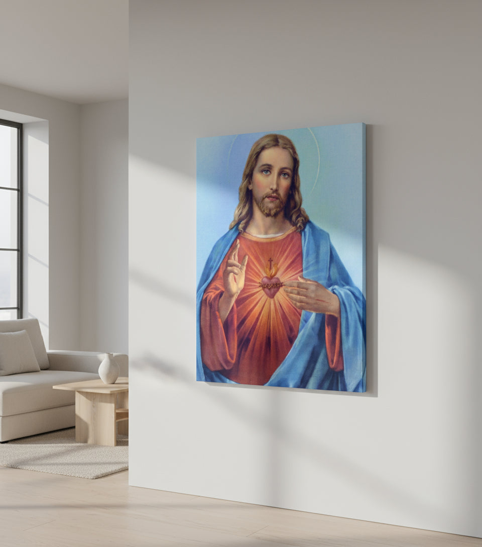 Jesus Canvas - Jesus Heart Christian Wall Art | Faith Canvas