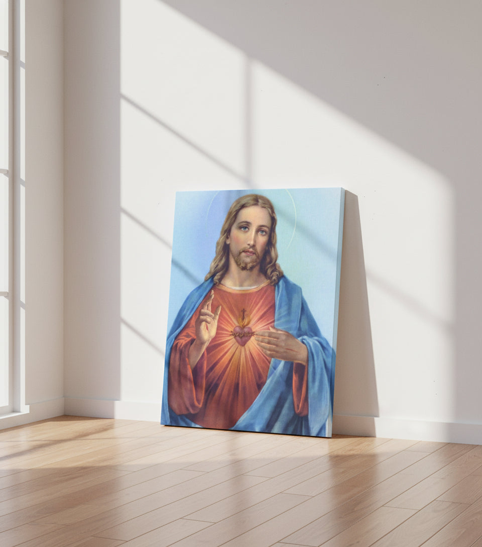Jesus Canvas - Jesus Heart Christian Wall Art | Faith Canvas
