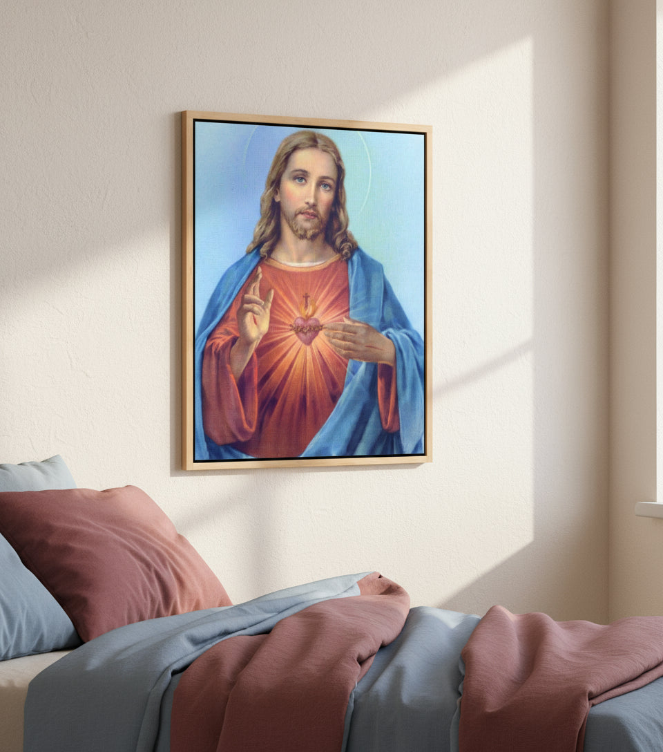 Jesus Canvas - Jesus Heart Christian Wall Art | Faith Canvas