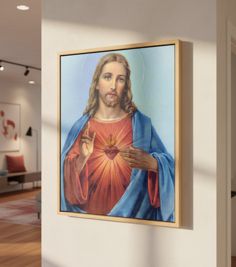 Jesus Canvas - Jesus Heart Christian Wall Art | Faith Canvas