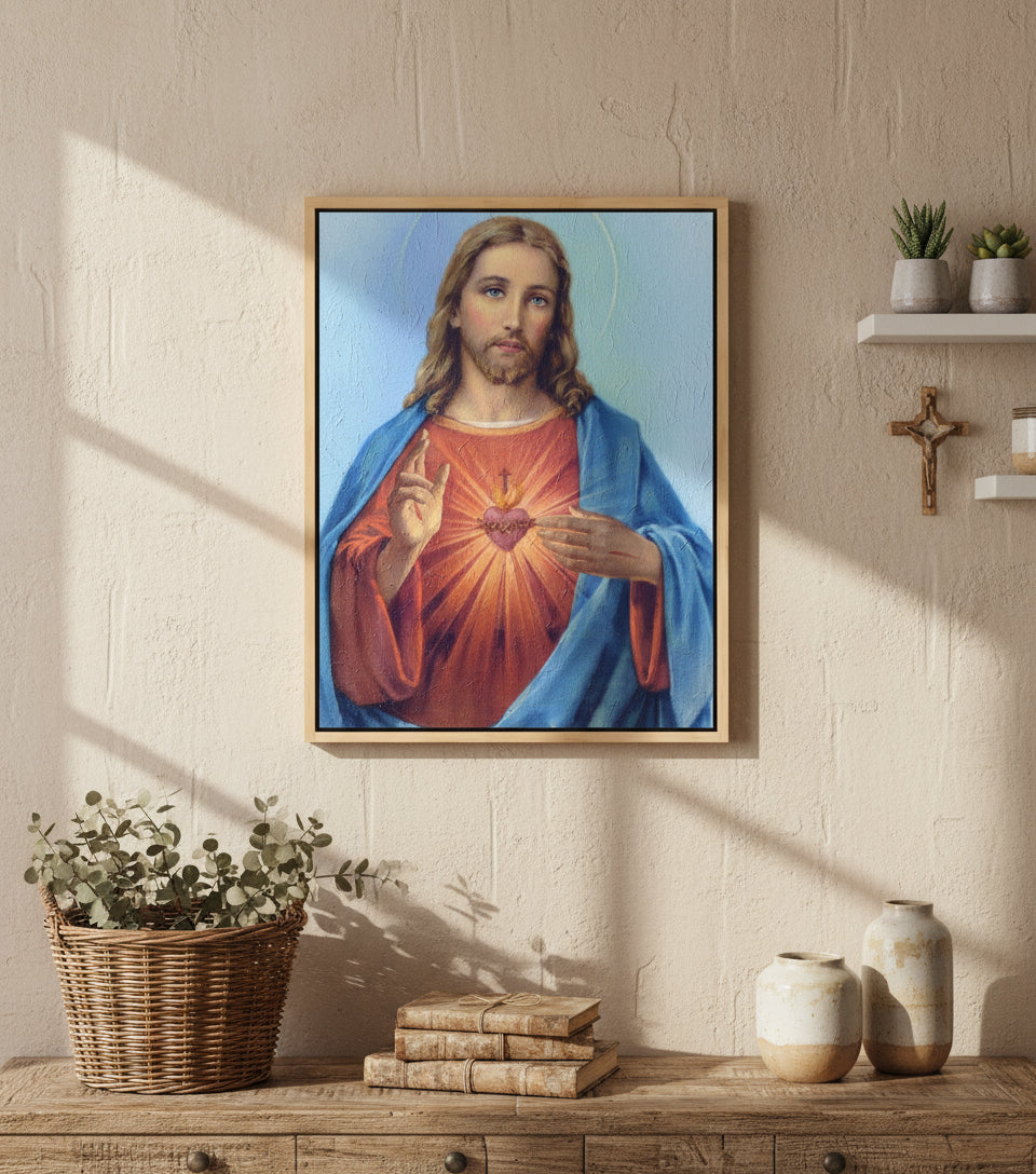 Jesus Canvas - Jesus Heart Christian Wall Art | Faith Canvas