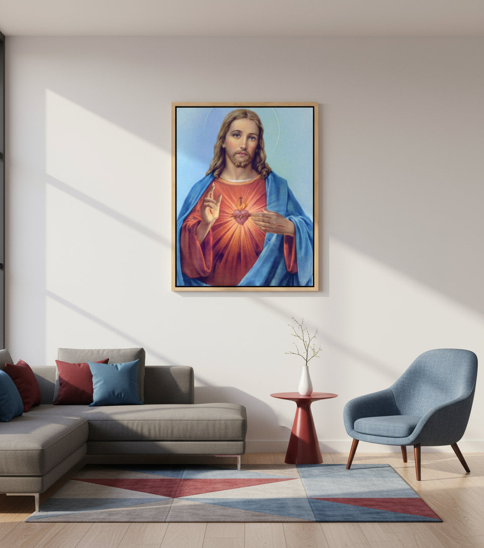 Jesus Canvas - Jesus Heart Christian Wall Art | Faith Canvas