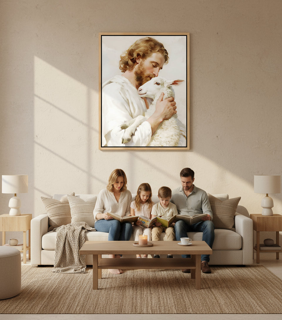 The Lamb of God – Jesus Holding the Lamb in Love | FaithfulPrints