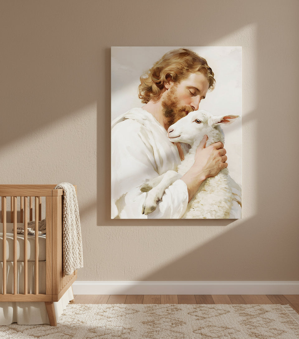 The Lamb of God – Jesus Holding the Lamb in Love | FaithfulPrints