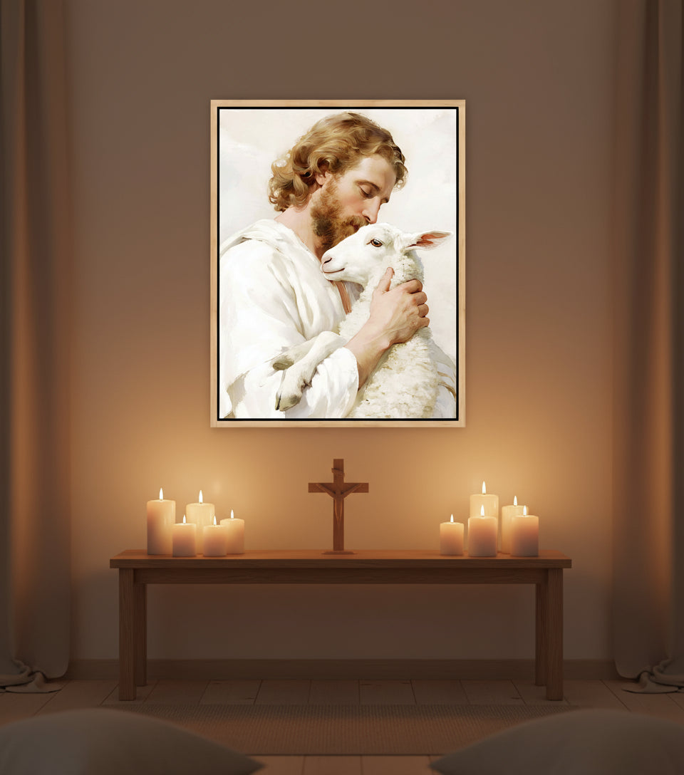 The Lamb of God – Jesus Holding the Lamb in Love | FaithfulPrints