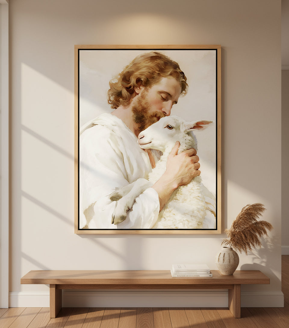 The Lamb of God – Jesus Holding the Lamb in Love | FaithfulPrints