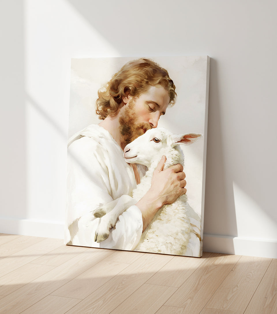 The Lamb of God – Jesus Holding the Lamb in Love | FaithfulPrints