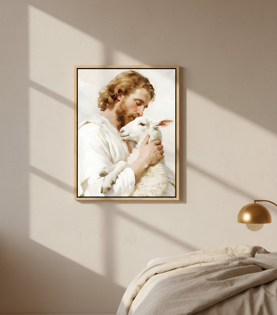 The Lamb of God – Jesus Holding the Lamb in Love | FaithfulPrints