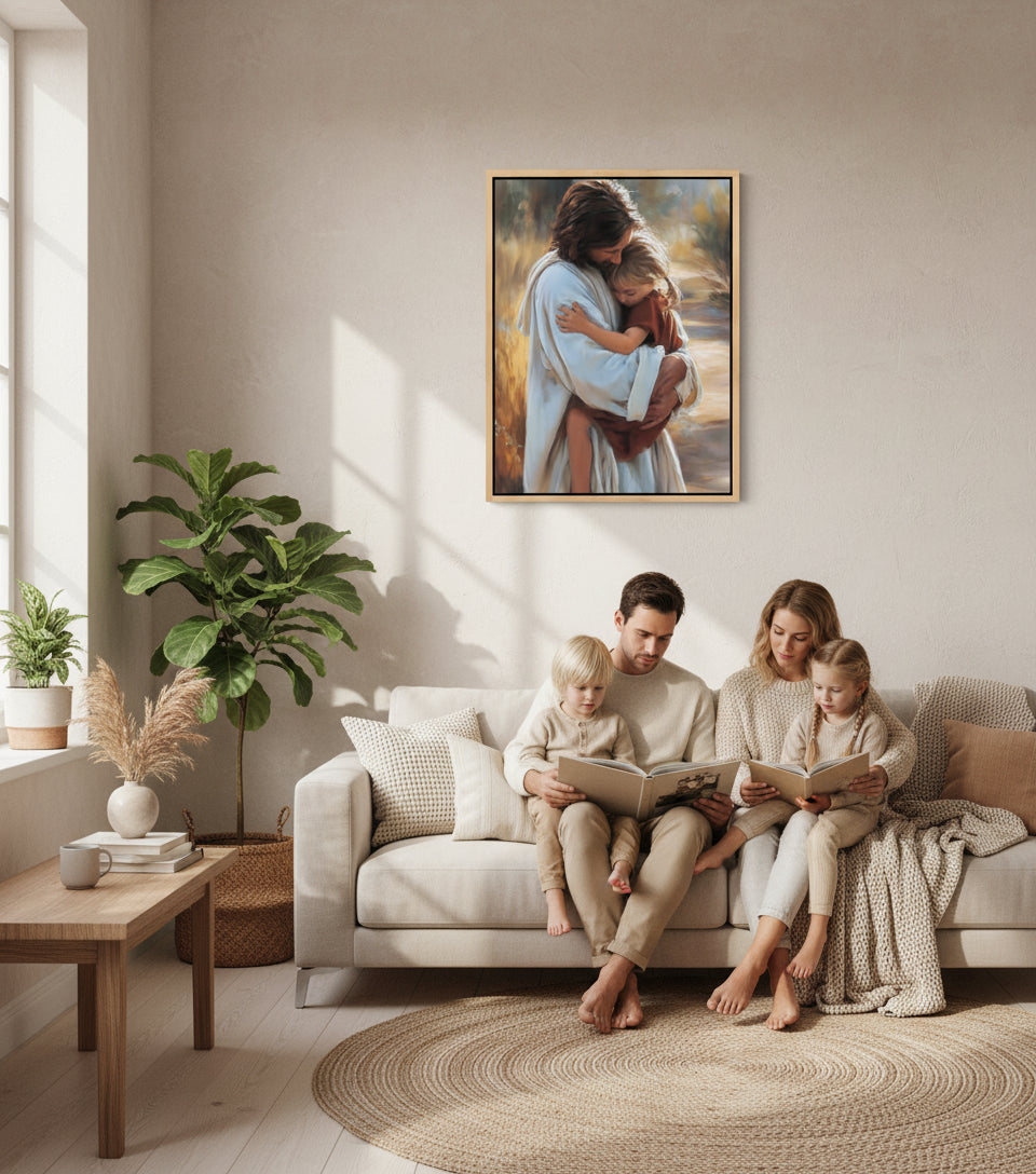 Safe in His Arms - faithfuprints Canvas Christian Wall Art