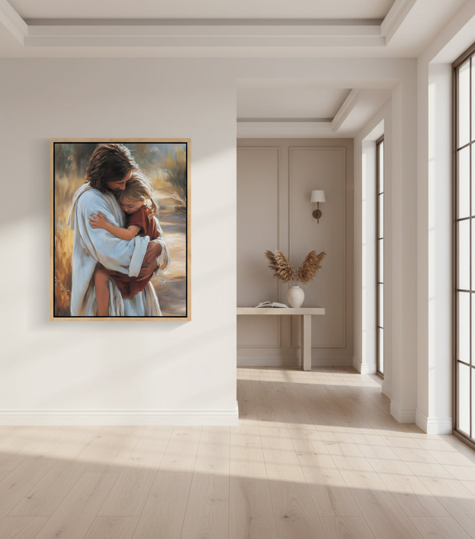 Safe in His Arms - faithfuprints Canvas Christian Wall Art