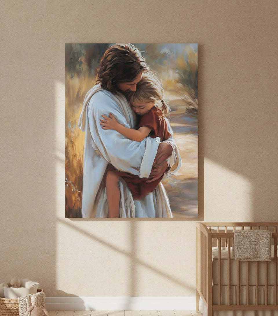 Safe in His Arms - faithfuprints Canvas Christian Wall Art