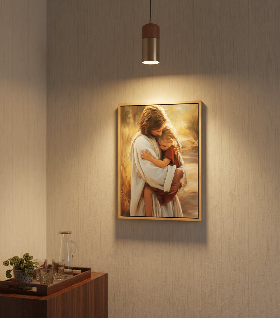 Safe in His Arms - faithfuprints Canvas Christian Wall Art