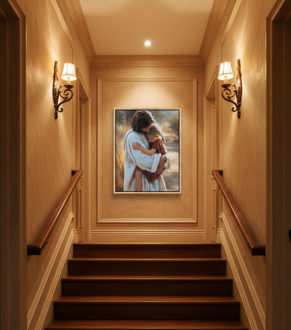 Safe in His Arms - faithfuprints Canvas Christian Wall Art