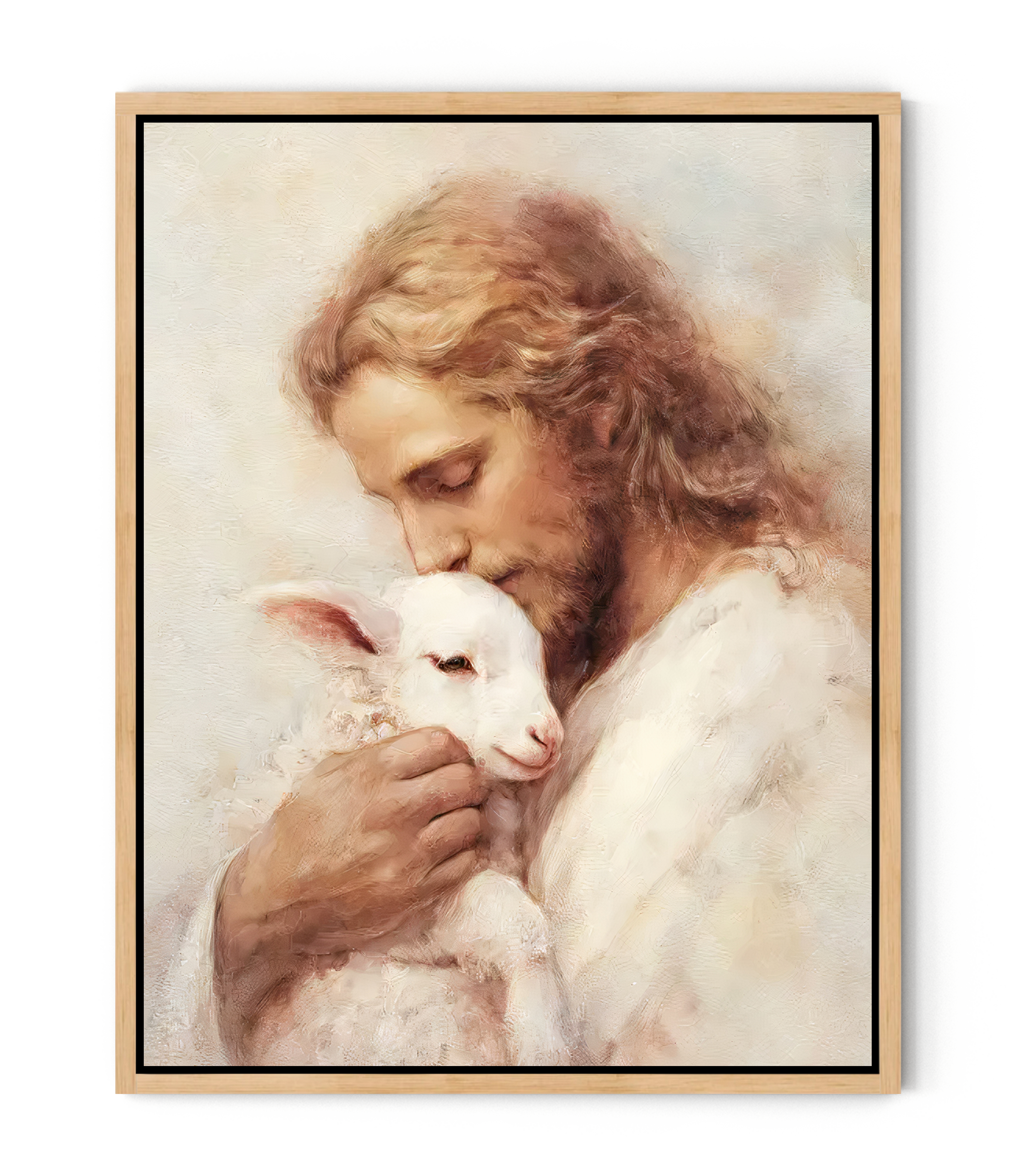 The Lamb of God – Jesus Kissing the Lamb in Gentle Love | FaithfulPrints