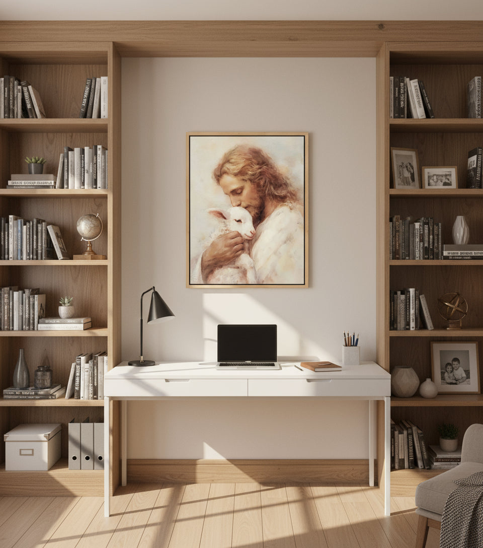 The Lamb of God – Jesus Kissing the Lamb in Gentle Love | FaithfulPrints