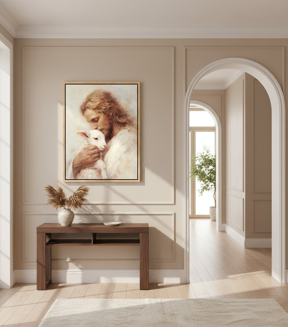 The Lamb of God – Jesus Kissing the Lamb in Gentle Love | FaithfulPrints