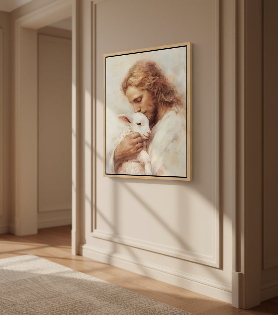 The Lamb of God – Jesus Kissing the Lamb in Gentle Love | FaithfulPrints