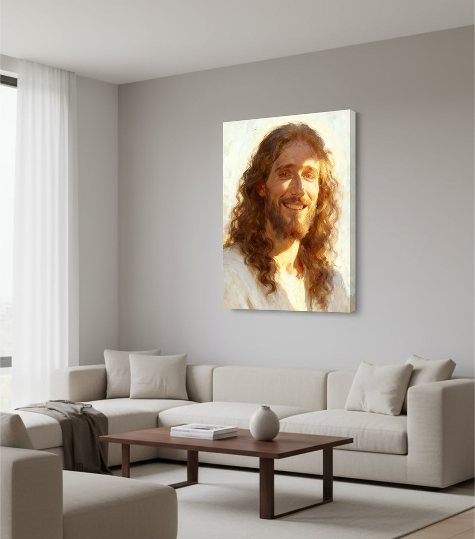 harmony of gold His light shines upon you | Jesus Canvas