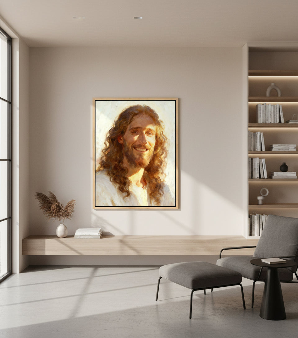 harmony of gold His light shines upon you | Jesus Canvas