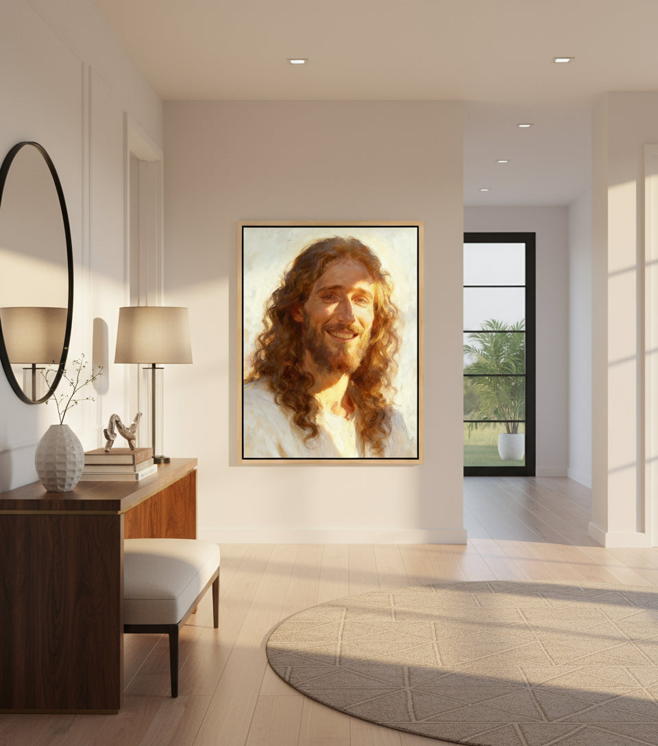 harmony of gold His light shines upon you | Jesus Canvas