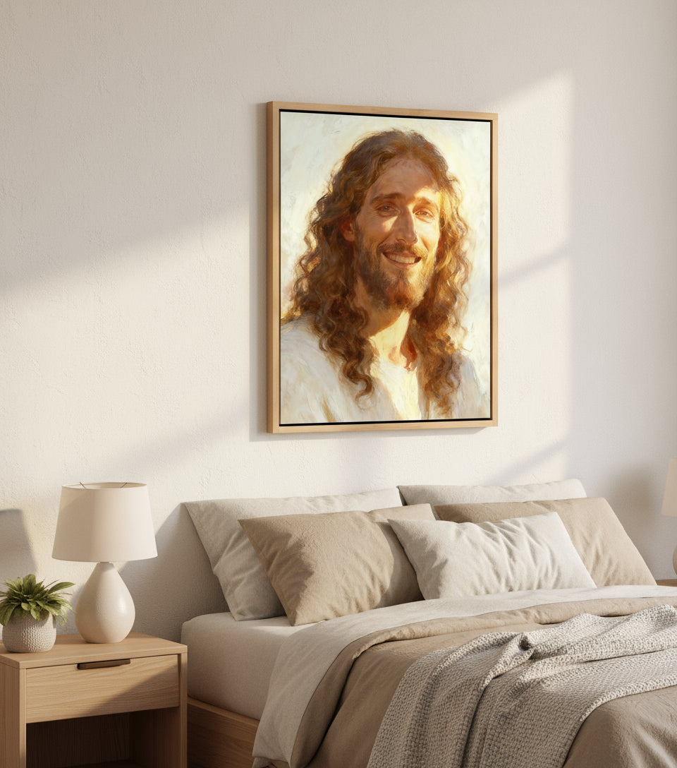 harmony of gold His light shines upon you | Jesus Canvas