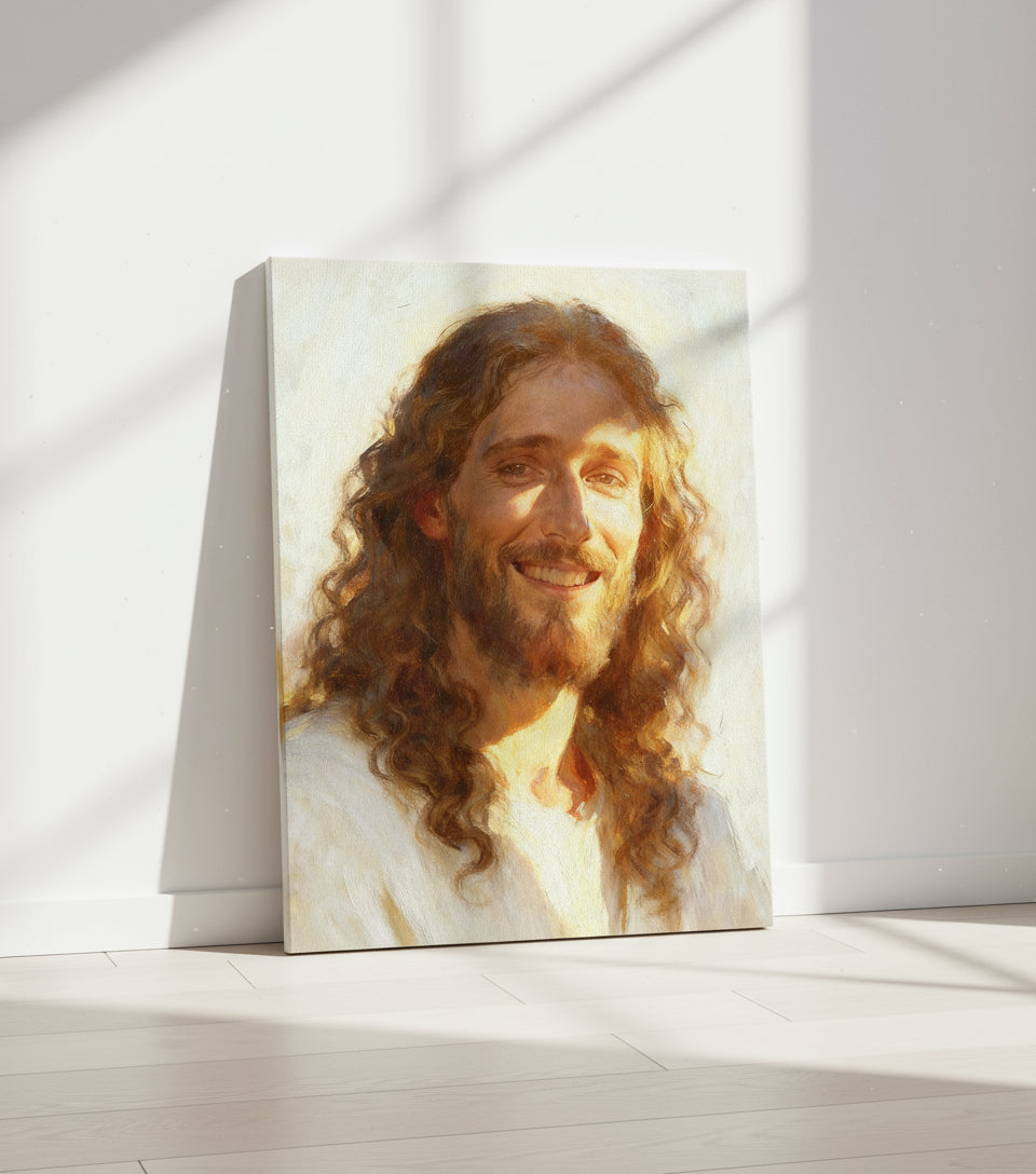 harmony of gold His light shines upon you | Jesus Canvas