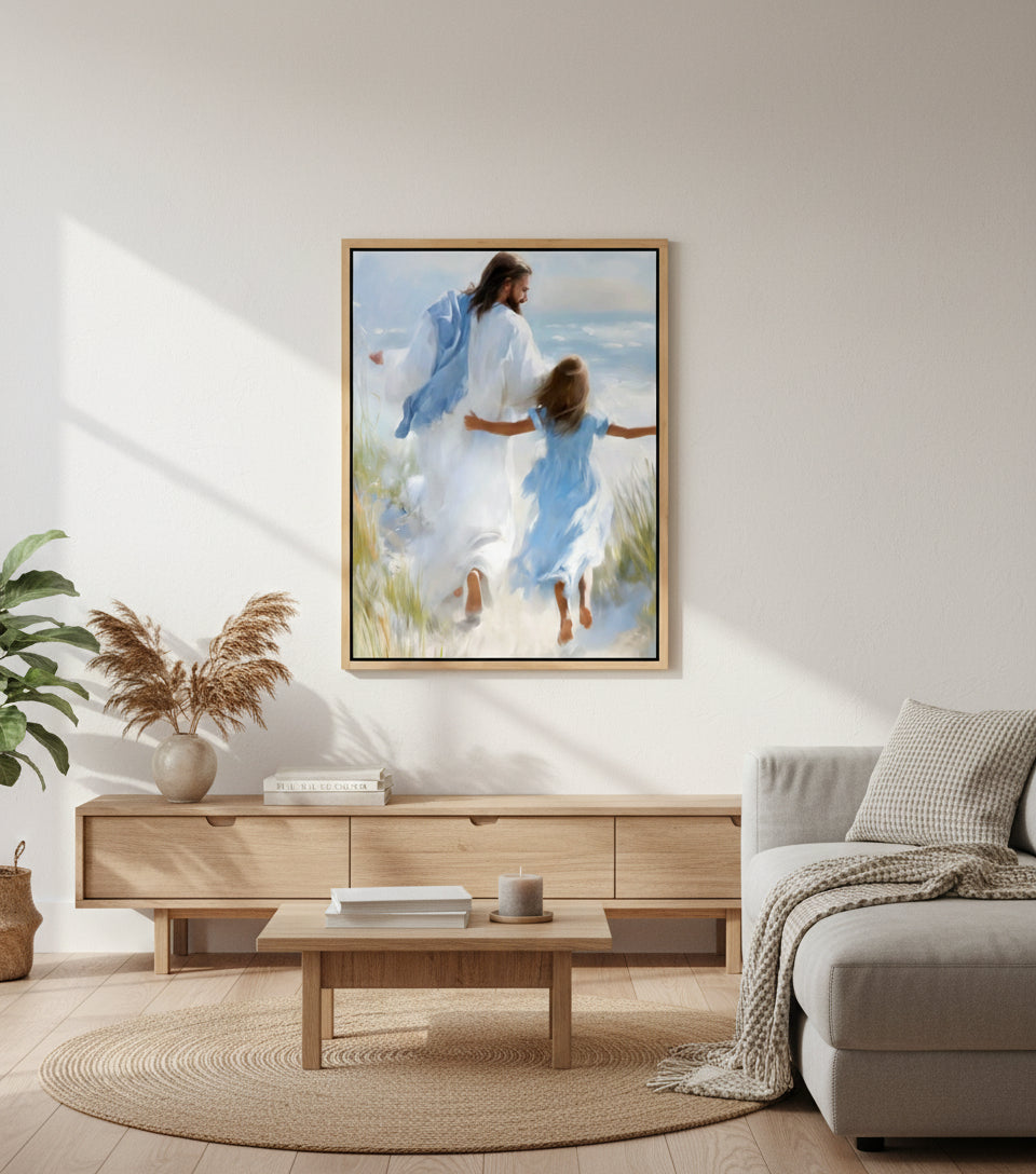 Joy by the Sea – faithfulprints Jesus Canvas Beach Christian Wall Art