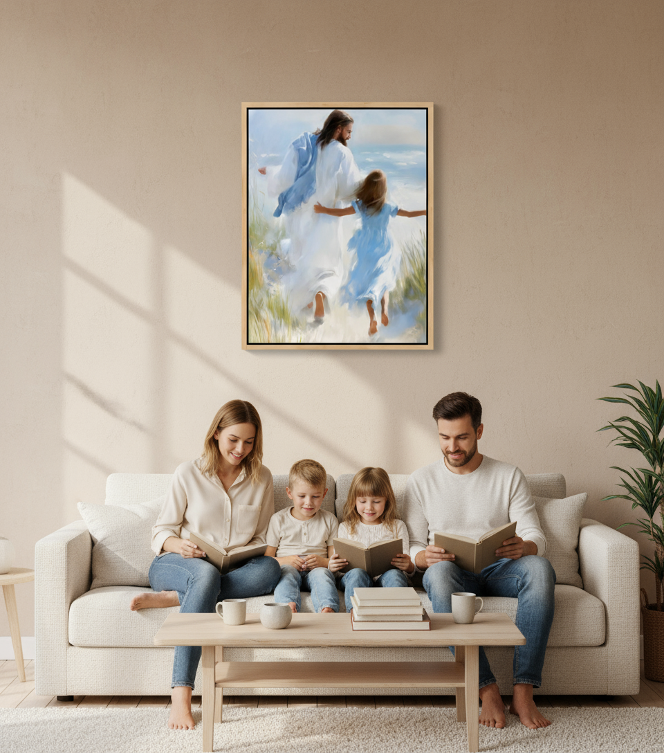 Joy by the Sea – faithfulprints Jesus Canvas Beach Christian Wall Art
