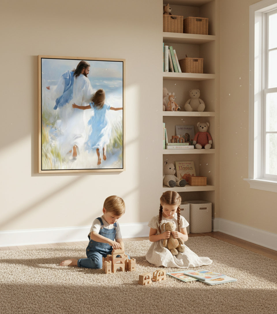 Joy by the Sea – faithfulprints Jesus Canvas Beach Christian Wall Art