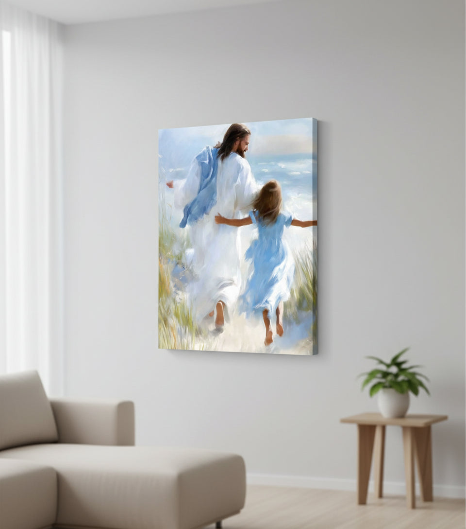 Joy by the Sea – faithfulprints Jesus Canvas Beach Christian Wall Art