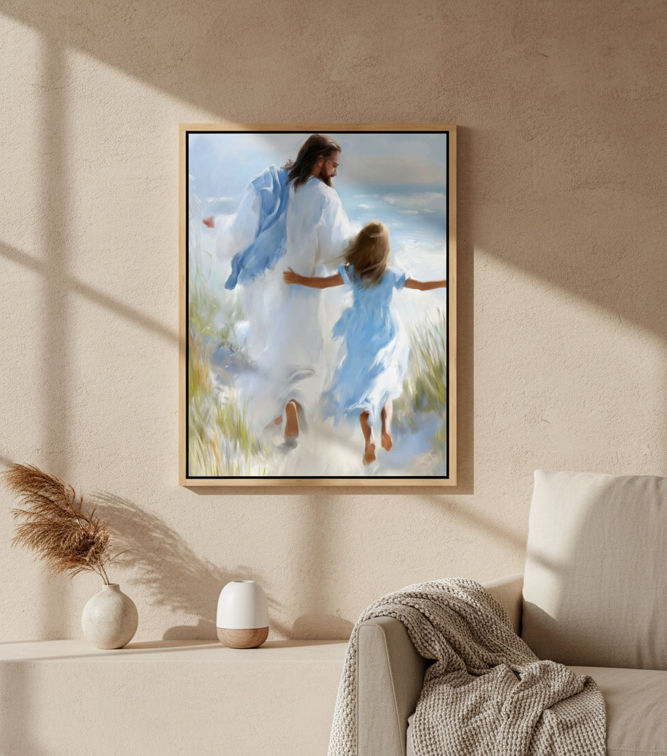 Joy by the Sea – faithfulprints Jesus Canvas Beach Christian Wall Art