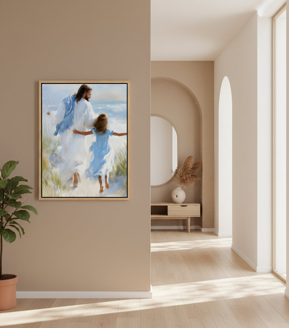 Joy by the Sea – faithfulprints Jesus Canvas Beach Christian Wall Art