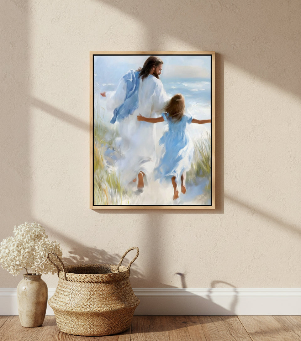 Joy by the Sea – faithfulprints Jesus Canvas Beach Christian Wall Art