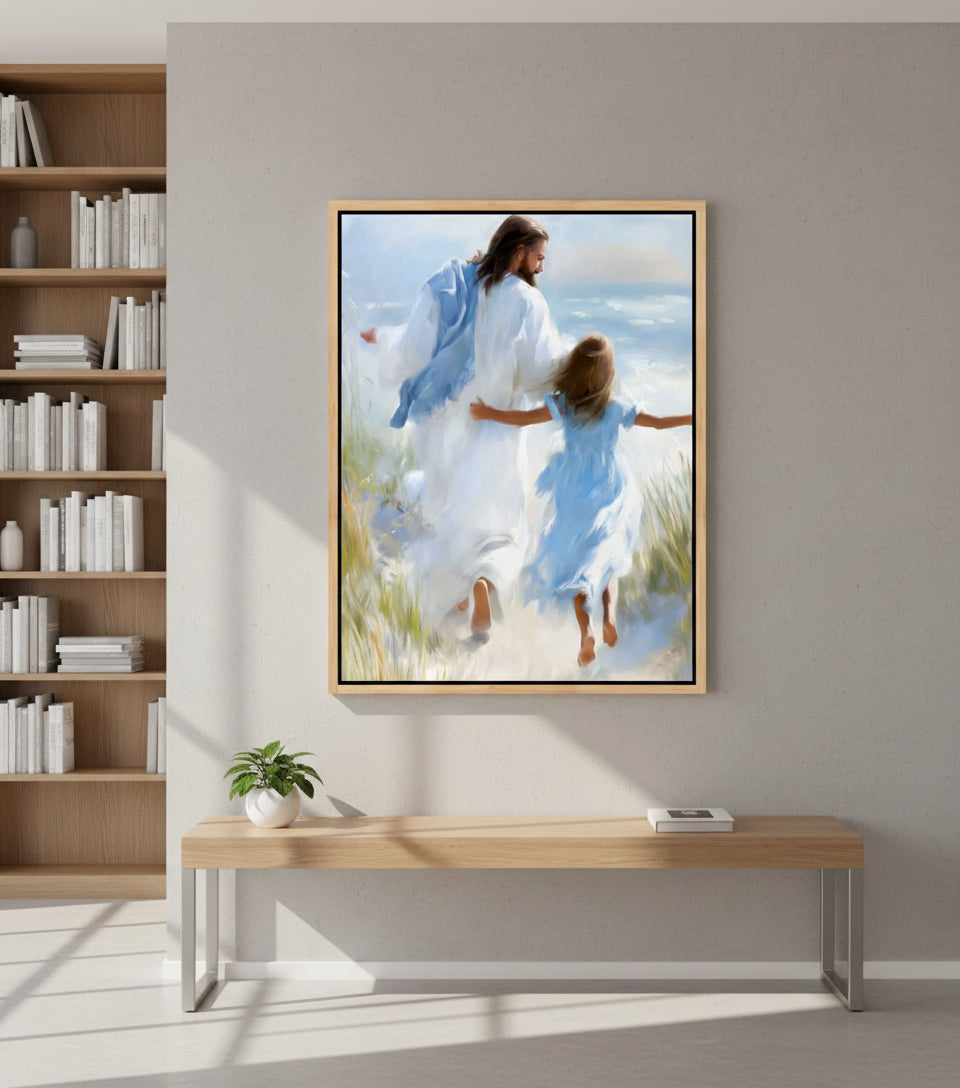 Joy by the Sea – faithfulprints Jesus Canvas Beach Christian Wall Art