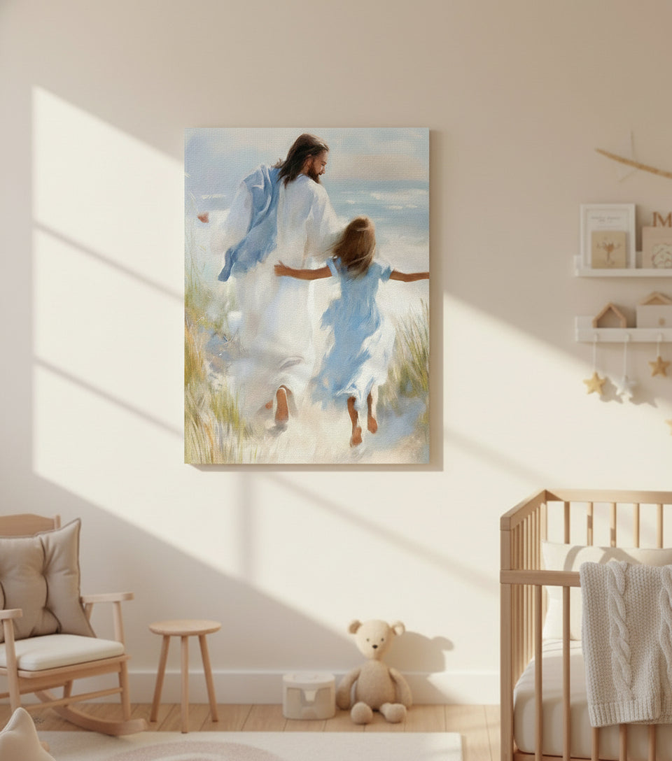 Joy by the Sea – faithfulprints Jesus Canvas Beach Christian Wall Art