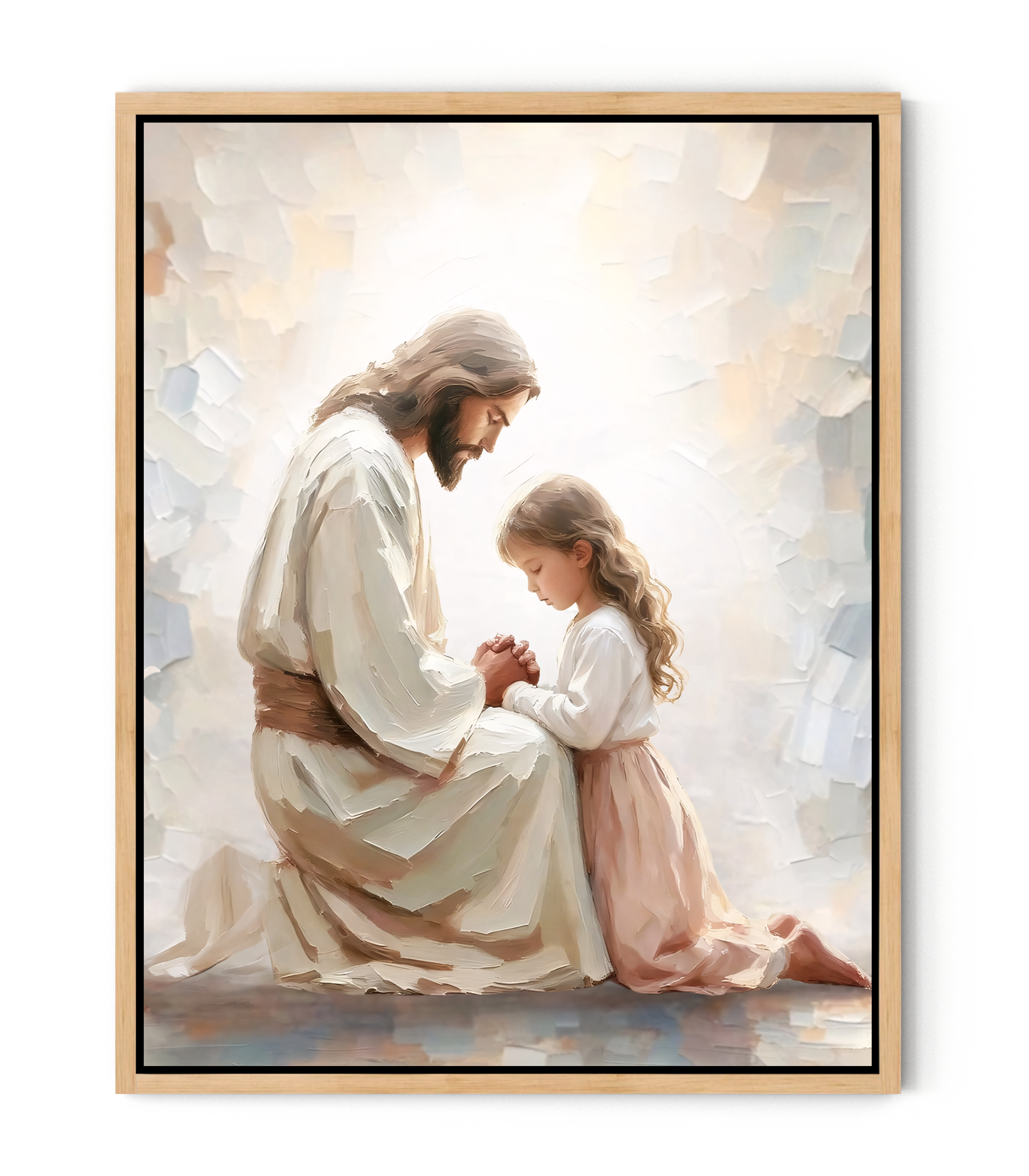 Little Girl Praying Before Jesus – Realistic Faith Art | FaithfulPrints