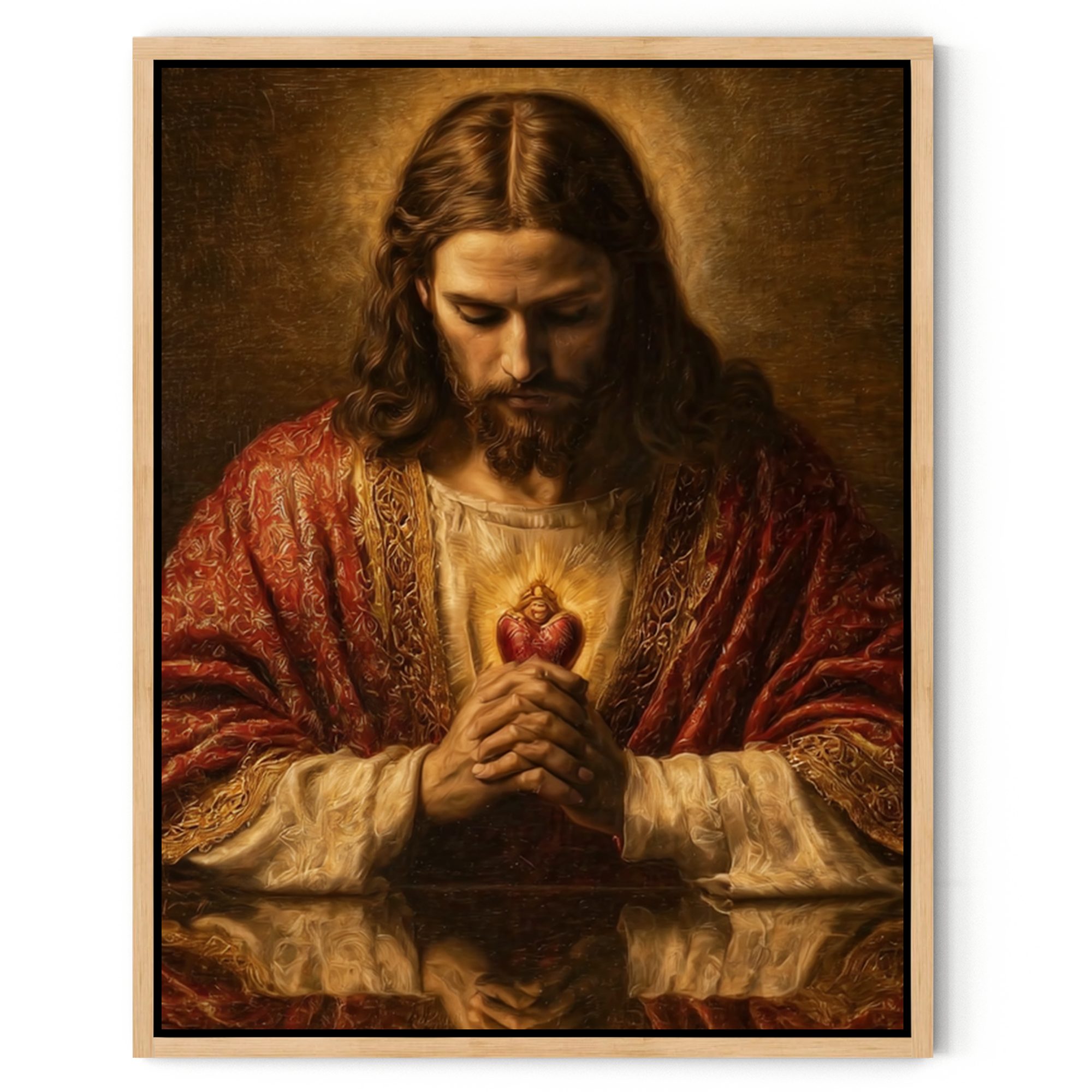 Jesus Canvas - Jesus Heart Pray Shadow Christian Wall Art | Faith Canvas