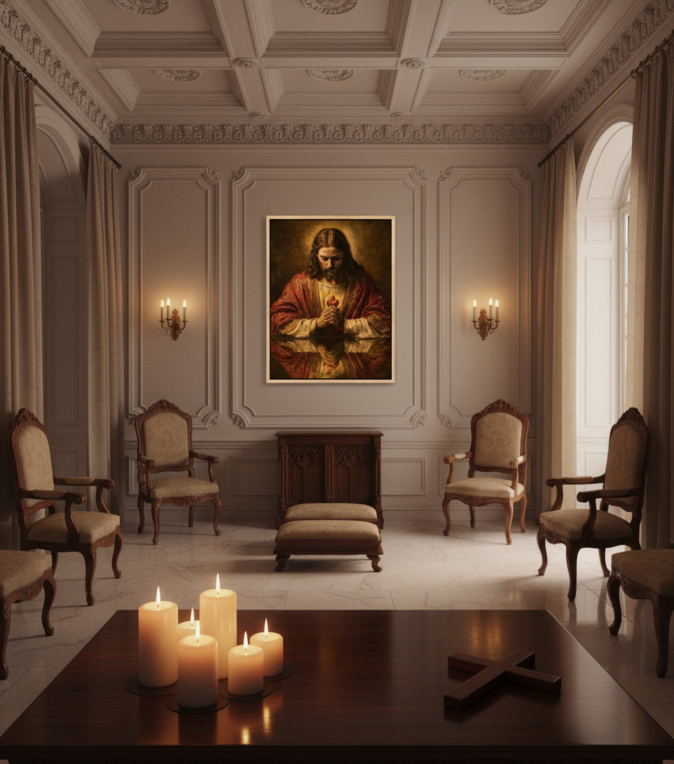 Jesus Canvas - Jesus Heart Pray Shadow Christian Wall Art | Faith Canvas