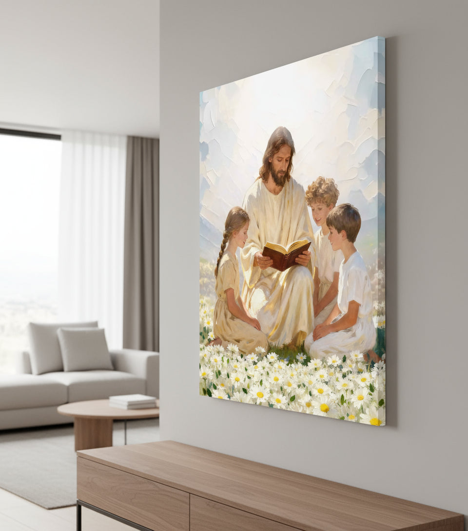 Jesus Teaching the Children – A Painting of Love and Grace | FaithfulPrints