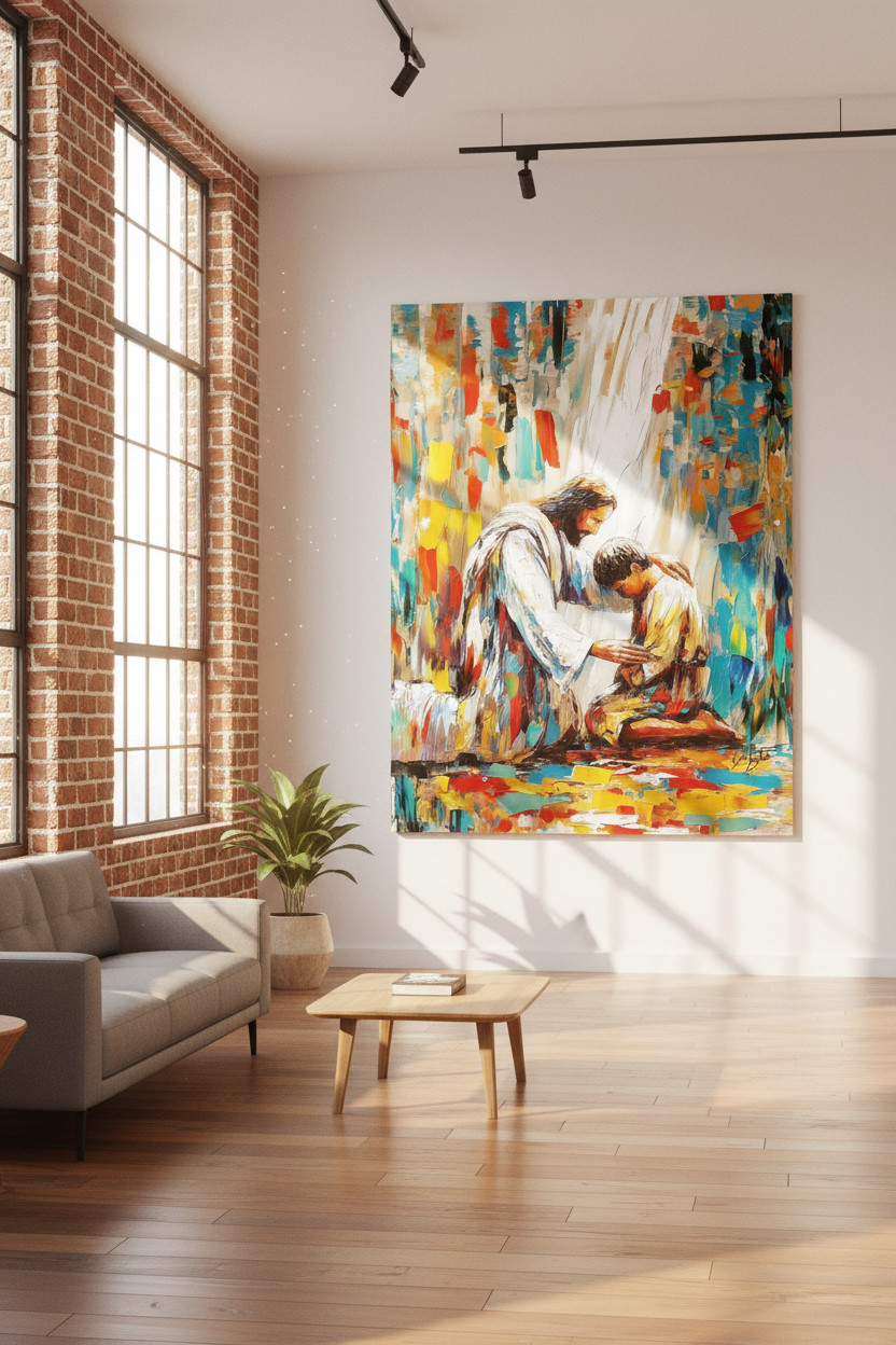 He Will Lift You Up – Jesus Helping Man Wall Art