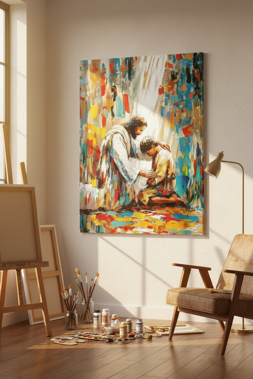 He Will Lift You Up – Jesus Helping Man Wall Art