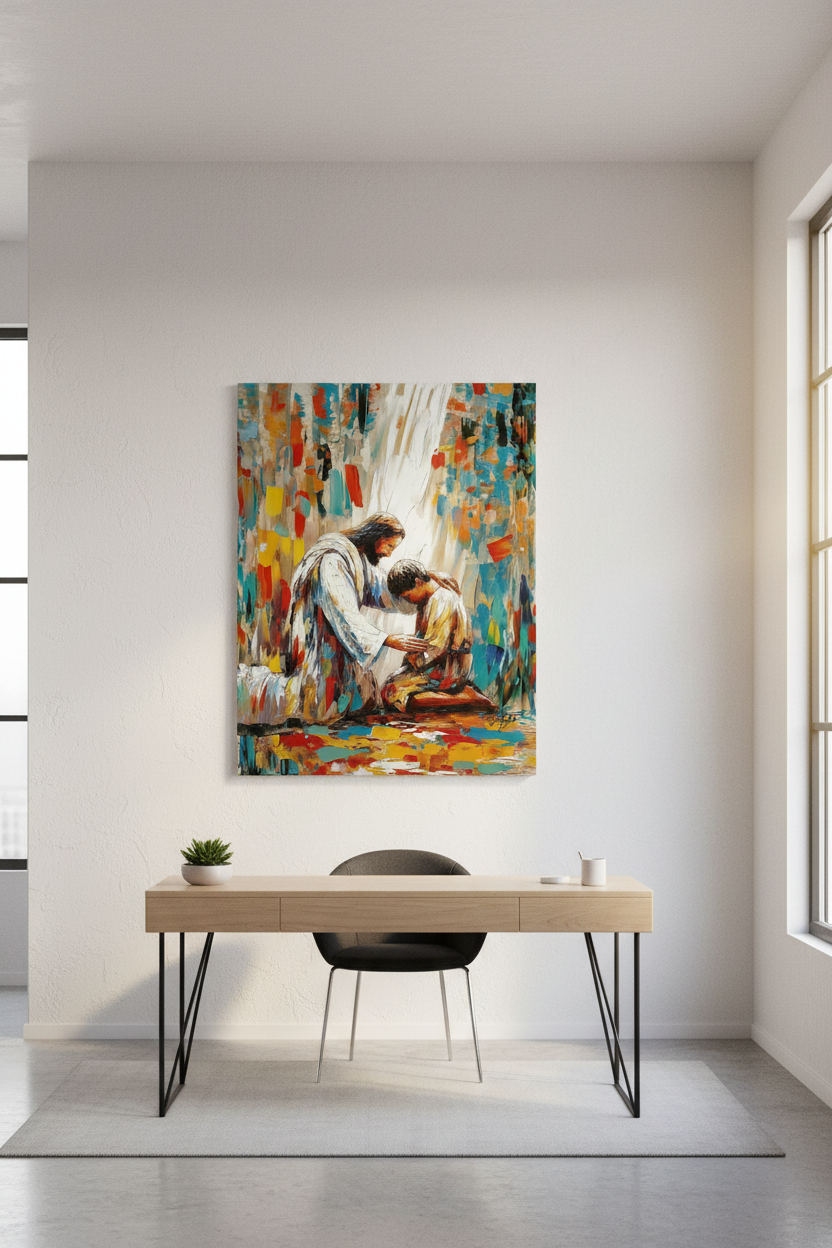 He Will Lift You Up – Jesus Helping Man Wall Art