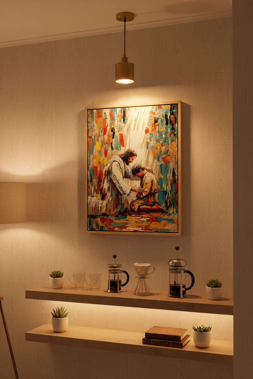 He Will Lift You Up – Jesus Helping Man Wall Art