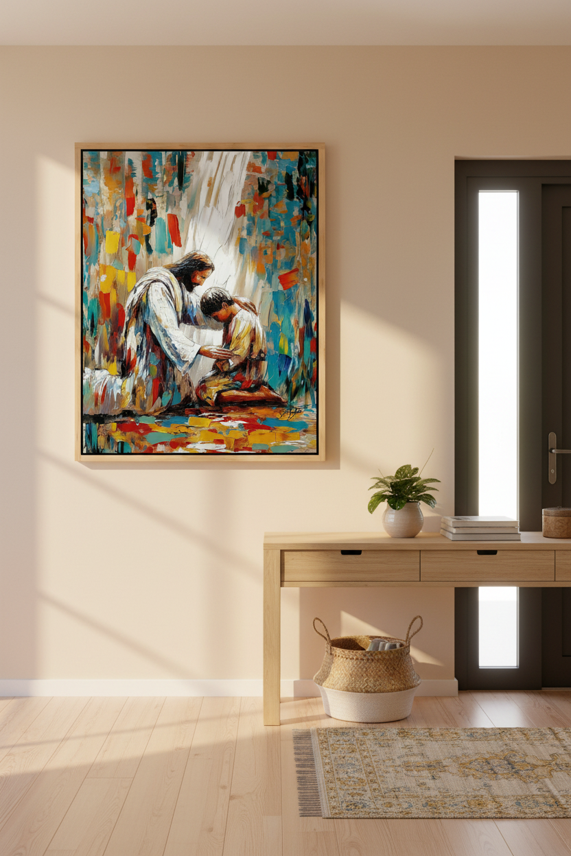 He Will Lift You Up – Jesus Helping Man Wall Art